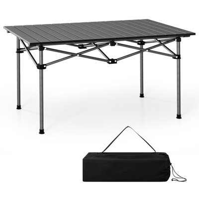 Costway Aluminum Folding Camping Table Roll Up Portable Picnic Table With Carrying Bag - image 1