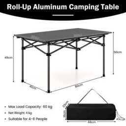 Costway Aluminum Folding Camping Table Roll Up Portable Picnic Table With Carrying Bag - thumbnail 2