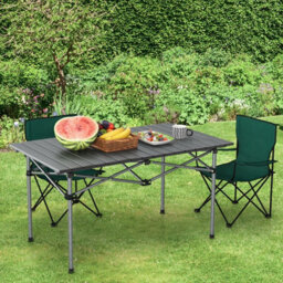 Costway Aluminum Folding Camping Table Roll Up Portable Picnic Table With Carrying Bag - thumbnail 3