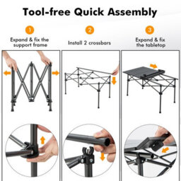 Costway Aluminum Folding Camping Table Roll Up Portable Picnic Table With Carrying Bag - thumbnail 6