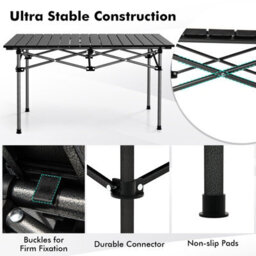Costway Aluminum Folding Camping Table Roll Up Portable Picnic Table With Carrying Bag - thumbnail 7