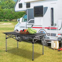Costway Aluminum Folding Camping Table Roll Up Portable Picnic Table With Carrying Bag - thumbnail 4