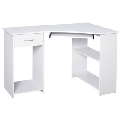Wyld Haus Bavise White L-Shaped Corner Desk With Keyboard Tray, Drawer And Cpu Stand 120 X 70 X 75 Cm - image 1