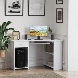 Wyld Haus Bavise White L-Shaped Corner Desk With Keyboard Tray, Drawer And Cpu Stand 120 X 70 X 75 Cm - thumbnail 2