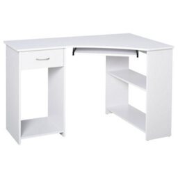 Wyld Haus Bavise White L-Shaped Corner Desk With Keyboard Tray, Drawer And Cpu Stand 120 X 70 X 75 Cm