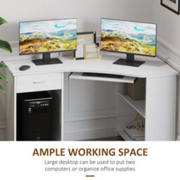 Wyld Haus Bavise White L-Shaped Corner Desk With Keyboard Tray, Drawer And Cpu Stand 120 X 70 X 75 Cm - thumbnail 6