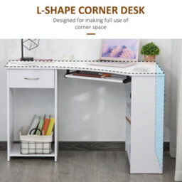 Wyld Haus Bavise White L-Shaped Corner Desk With Keyboard Tray, Drawer And Cpu Stand 120 X 70 X 75 Cm - thumbnail 4