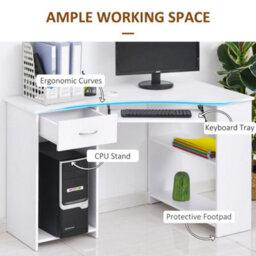 Wyld Haus Bavise White L-Shaped Corner Desk With Keyboard Tray, Drawer And Cpu Stand 120 X 70 X 75 Cm - thumbnail 5
