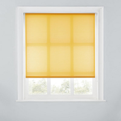 A.unique Home Premium Trimmable Daylight Roller Window Blind - Light Filtering Fabric - 3Ft - Ochre - 90Cm (W) X 170Cm (L) - image 1