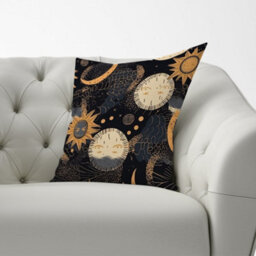 Warren Reed Designer Gold Sun And Moon Cushions 60Cm X 60Cm - thumbnail 2