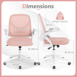 Gainoom Pink Office Chair Swivel Mesh Desk Chair Adjustable Height - thumbnail 2