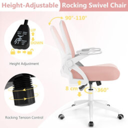 Gainoom Pink Office Chair Swivel Mesh Desk Chair Adjustable Height - thumbnail 7