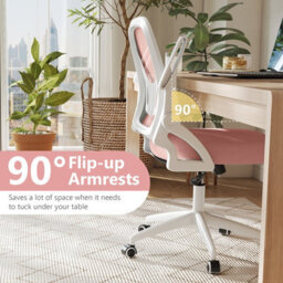 Gainoom Pink Office Chair Swivel Mesh Desk Chair Adjustable Height - thumbnail 8