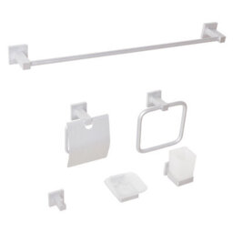 Beliani 6-Piece Bathroom Hardware Set Uvita With Towel Bars And Hooks Silver - thumbnail 1