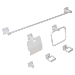 Beliani 6-Piece Bathroom Hardware Set Uvita With Towel Bars And Hooks Silver - thumbnail 4