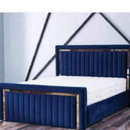 Stratus Interiors Sultan Gold Border Bed Luxurious Velvet Frame With Gold Detailing - Slatted Base - Superking - thumbnail 4