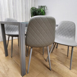 Kosy Koala Dining Table And 4 Chairs Set Modern Grey Glass Table With 4 Grey Gem Chairs Dining Room Furniture - thumbnail 8