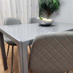 Kosy Koala Dining Table And 4 Chairs Set Modern Grey Glass Table With 4 Grey Gem Chairs Dining Room Furniture - thumbnail 4