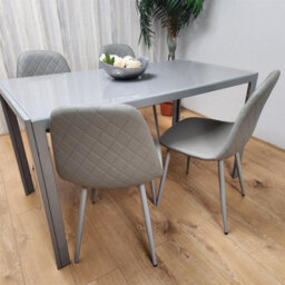 Kosy Koala Dining Table And 4 Chairs Set Modern Grey Glass Table With 4 Grey Gem Chairs Dining Room Furniture - thumbnail 2