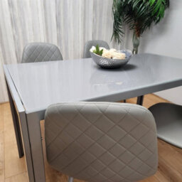Kosy Koala Dining Table And 4 Chairs Set Modern Grey Glass Table With 4 Grey Gem Chairs Dining Room Furniture - thumbnail 3