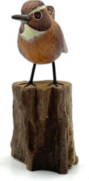 My Square Mile Bird Statue Ornament Wooden Hand Carved Bird Tree Stump British Birds Indoor/outdoor Garden Ornament (Wren) - thumbnail 4