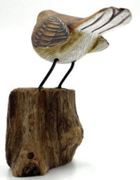 My Square Mile Bird Statue Ornament Wooden Hand Carved Bird Tree Stump British Birds Indoor/outdoor Garden Ornament (Wren) - thumbnail 3