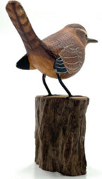 My Square Mile Bird Statue Ornament Wooden Hand Carved Bird Tree Stump British Birds Indoor/outdoor Garden Ornament (Wren) - thumbnail 2