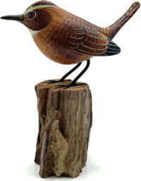 My Square Mile Bird Statue Ornament Wooden Hand Carved Bird Tree Stump British Birds Indoor/outdoor Garden Ornament (Wren) - thumbnail 1