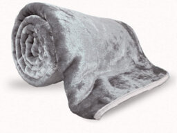 Pagnanno. Faux Fur Mink Throw Fluffy Warmth Bed Throws Flannel Fleece Blanket,(1, Silver Grey, King 200X240Cm)