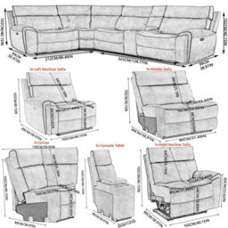 4 Seater Power Corner Recliner Corner Sofa Set With Console Cup Holder, 105 To 135 Degrees Recliner Padded Sofa - thumbnail 2