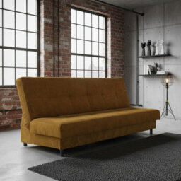 Enduro Xiv Sofa Bed With Sleeping Function Click Clack Mechanism Bedding Storage Wooden Frame 195X85X90Cm Mustard - thumbnail 3