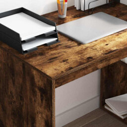 Berkfield Modern Writing Desk Smoked Oak Engineered Wood Medium Writing Desk - thumbnail 4