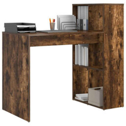 Berkfield Modern Writing Desk Smoked Oak Engineered Wood Medium Writing Desk - thumbnail 3
