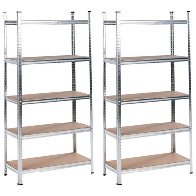 Beliani Set Of 2 Garage Shelves Xitta Metal 75 Cm 30 Cm Silver - image 1