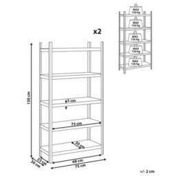 Beliani Set Of 2 Garage Shelves Xitta Metal 75 Cm 30 Cm Silver - thumbnail 3