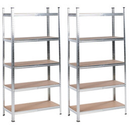 Beliani Set Of 2 Garage Shelves Xitta Metal 75 Cm 30 Cm Silver - thumbnail 1