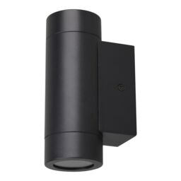 GoodHome Tongoa Fixed Matt Black Mains-Powered Outdoor Double Wall Light - thumbnail 3