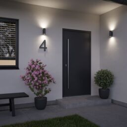 GoodHome Tongoa Fixed Matt Black Mains-Powered Outdoor Double Wall Light - thumbnail 6