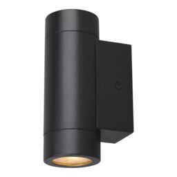 GoodHome Tongoa Fixed Matt Black Mains-Powered Outdoor Double Wall Light - thumbnail 2