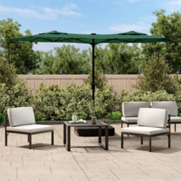 Berkfield Double-Head Garden Parasol With Leds Green 316X240 Cm - thumbnail 1
