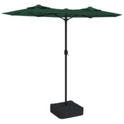 Berkfield Double-Head Garden Parasol With Leds Green 316X240 Cm - thumbnail 2