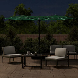Berkfield Double-Head Garden Parasol With Leds Green 316X240 Cm - thumbnail 3