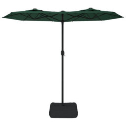 Berkfield Double-Head Garden Parasol With Leds Green 316X240 Cm - thumbnail 4