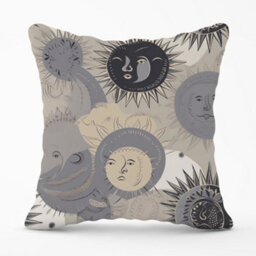 Warren Reed Designer Grey Black Abstract Moon And Sun Cushions 45Cm X 45Cm - thumbnail 1