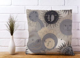 Warren Reed Designer Grey Black Abstract Moon And Sun Cushions 45Cm X 45Cm - thumbnail 2