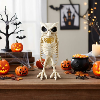 Living And Home Spooky Owl Skeleton Figurine Plastic Bone Statue Realistic Owl Skeleton For Halloween Decor - image 1