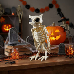 Living And Home Spooky Owl Skeleton Figurine Plastic Bone Statue Realistic Owl Skeleton For Halloween Decor - thumbnail 2