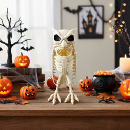 Living And Home Spooky Owl Skeleton Figurine Plastic Bone Statue Realistic Owl Skeleton For Halloween Decor