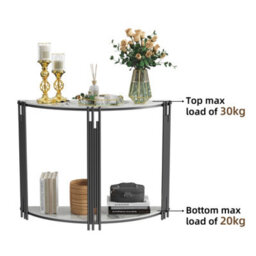 Fativo 100Cmw Modern Half Moon Round Console Table Dual Layer Marble Shelf Hallway Living Room - thumbnail 3
