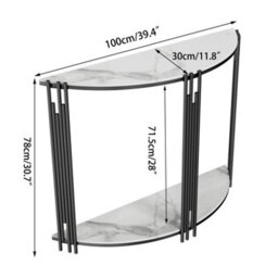 Fativo 100Cmw Modern Half Moon Round Console Table Dual Layer Marble Shelf Hallway Living Room - thumbnail 2